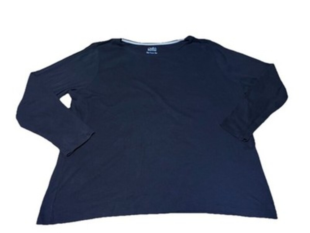 Croft & Barrow Women's 1X The Classic Tee Long Sleeve Shirt Black 100% Cotton